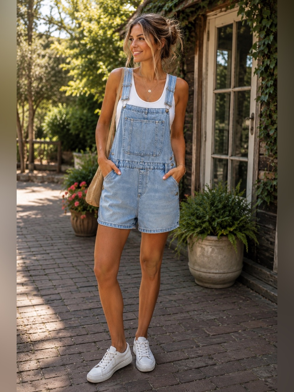 Cotton On Light Wash Denim Bib Shortalls Overall Shorts Carpenter Utility, 12